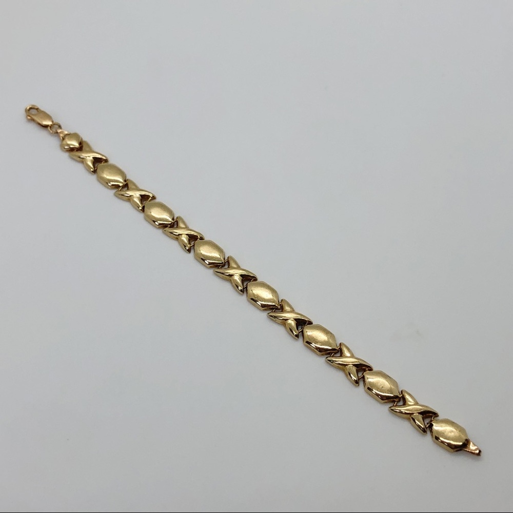 14k yellow gold XO Hugs and Kisses link bracelet vintage 9.67grams